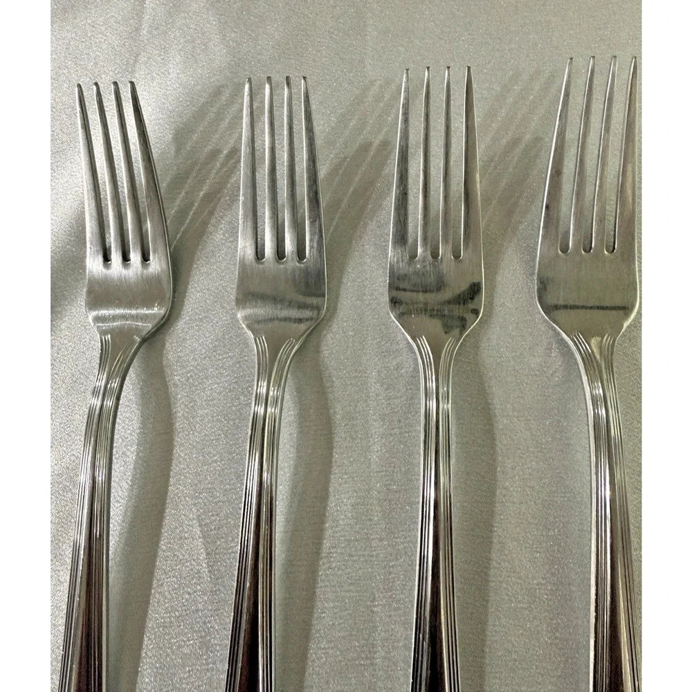Lenox Lot 4 ARCHWAY Dinner Fork Flatware Stainless 18/10 Glossy Scalloped Tip